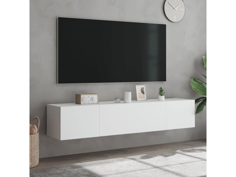 Ensemble Meuble TV Mural 7 Pièces Avec éclairage LED – Chêne Sonoma, Design Flottant