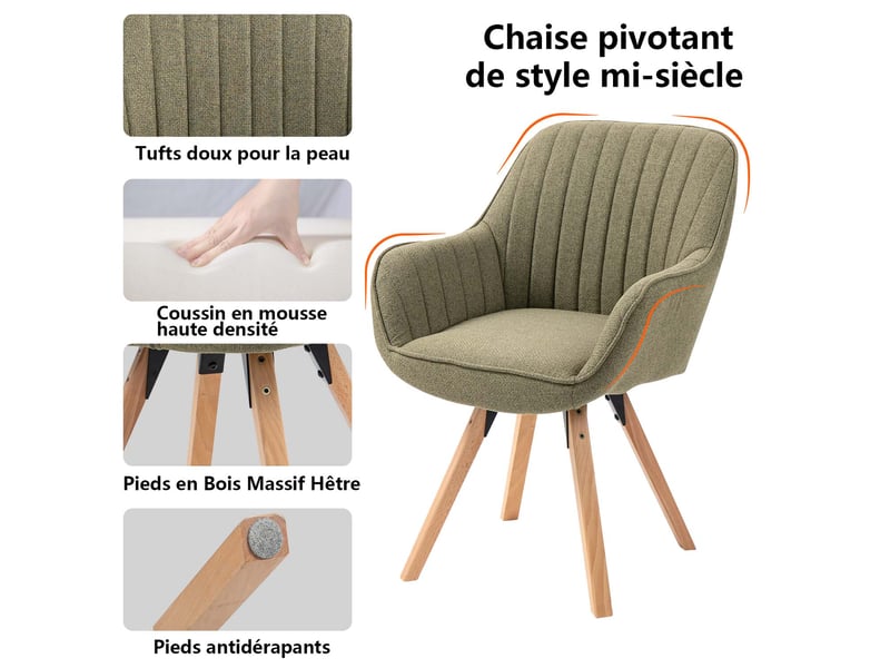 Fauteuil Salon Scandinave – Velours Bleu, Dossier Haut Rembourré, Pieds En Bois, Charge Max 120 Kg, Design Cosy
