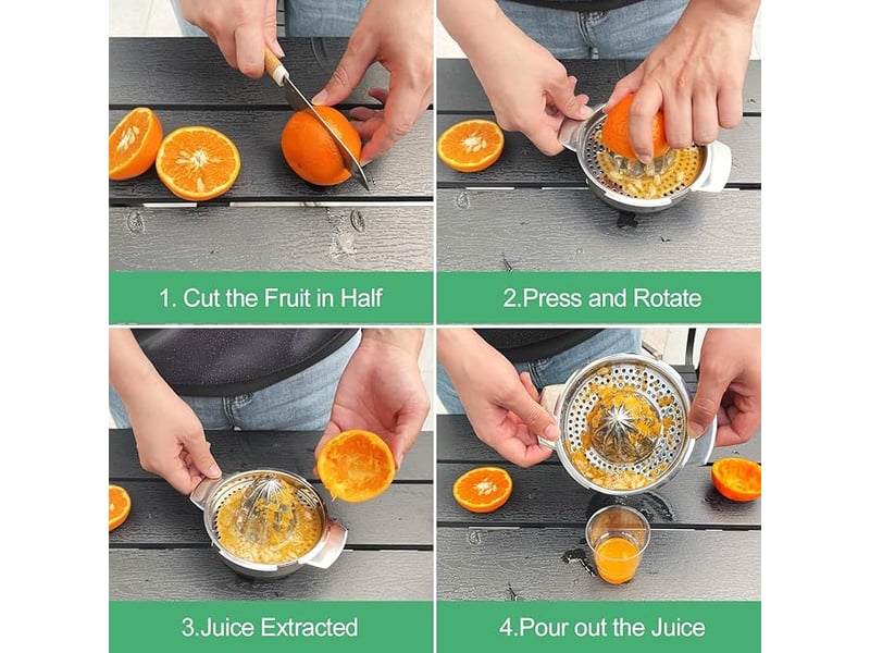 Presse-Agrumes Manuel En Inox 300 Ml - Pour Citrons, Oranges, Limes - Lavable Au Lave-Vaisselle - Design Ergonomique