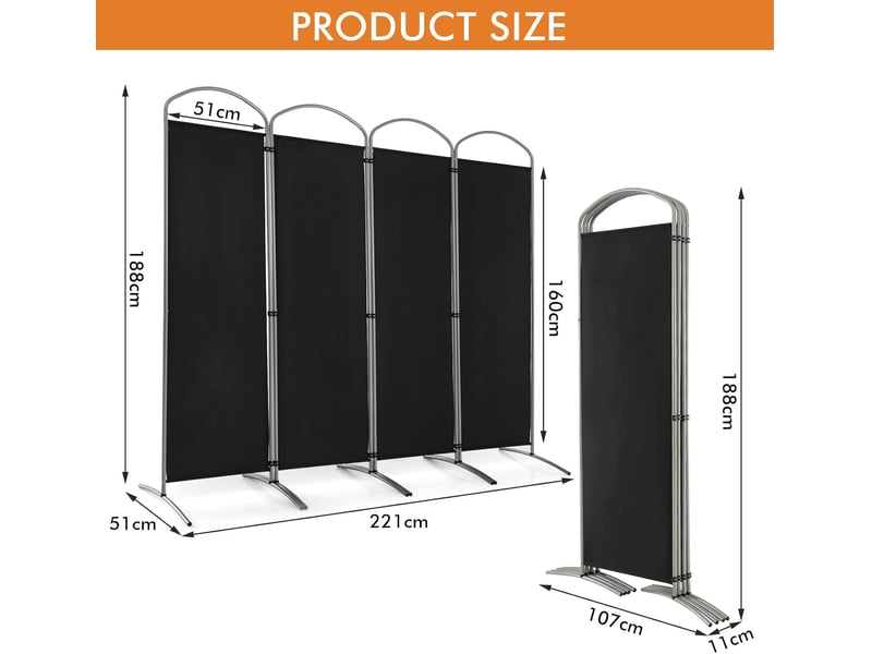 Paravent 1 Panneau Blanc 162x180 Cm - Séparateur De Pièce - Stable Et Portable