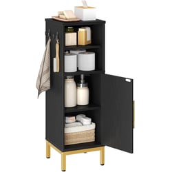 Étagère De Salle De Bain 3 Niveaux - Meuble Rangement Au-dessus Des Toilettes, Acier Laqué, 165x55x26cm, Charge 35kg - Noir Ou Blanc