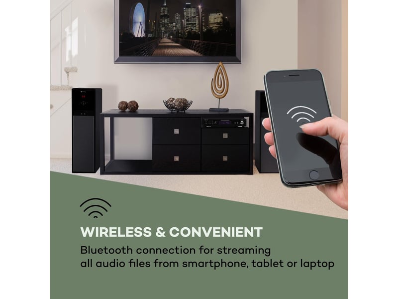 Radio Portable Bluetooth Et FM Auna - Lecteur CD, MP3, USB, Alarme, écran LED, Haut-parleurs Stéréo, Télécommande