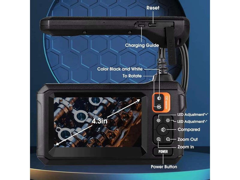Ennovor Caméra Endoscopique 1920P HD Écran 4,3" 5M - Inspection Industrielle 8 LED