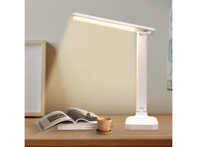 Lampe De Bureau LED à Double Bras - 5 Couleurs, 10 Niveaux De Luminosité, Minuterie 45 Min, Port USB - Noir - 3
