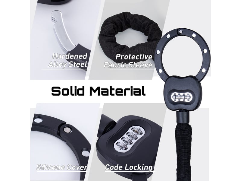 Antivol Trottinette électrique – Cadenas à Code, Chaîne 8mm, étanche, Sac Inclus