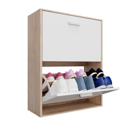 Organisateur Chaussures 150cm IDMarket Meuble à Chaussures KLARK 24 Paires - 4 Portes Noires Imitation Hêtre - Rangement Maximal Entrée Chaussure Bois Pas Cher