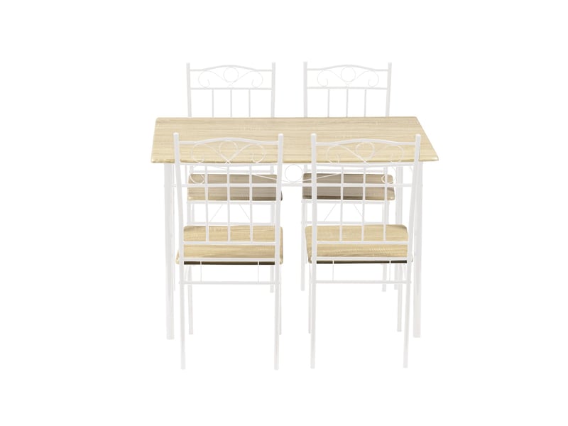 Ensemble Salle à Manger 5 Pièces - Table En Forme De Nuage Avec 4 Chaises Rembourrées - Design Scandinave à 3 Pieds - Blanc - 9