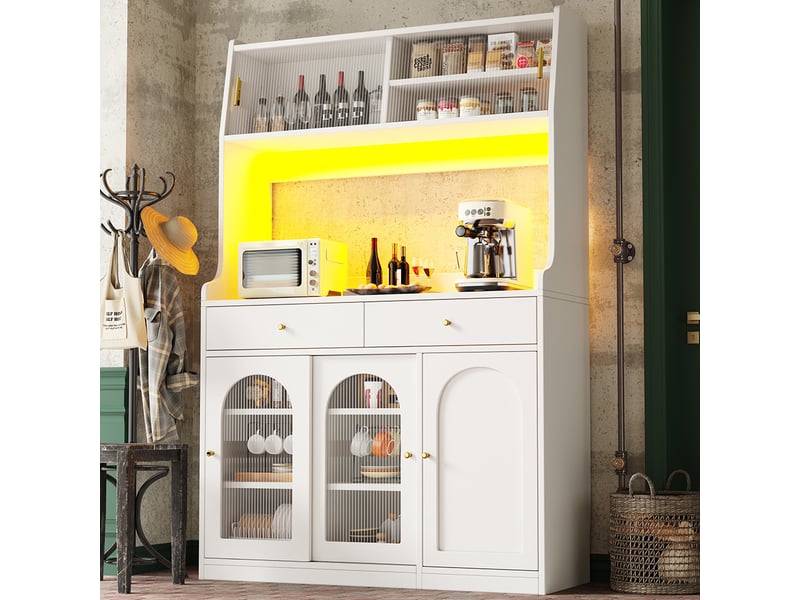 Vitrine展示柜 Blanc 150cm - Armoire Avec Portes Vitrées Pour Salon/salle à Manger - Meuble Rangement élégant