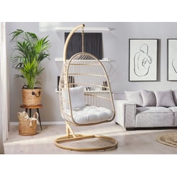 Fauteuil Suspendu COCOVA Avec Support - Pour Jardin, Balcon, Intérieur, Blanc/beige, Charge 150 Kg