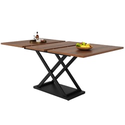 Table De Salle à Manger B&D Home Mara - Extensible 120-160cm - Bois Et Métal Style Béton - 4 à 6 Personnes