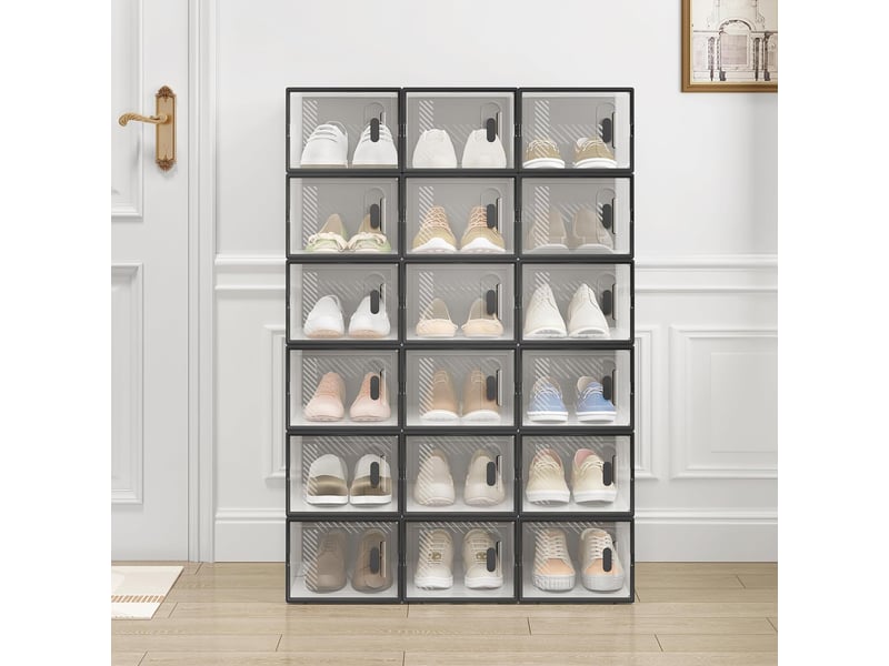 Boîte De 6 Pièces Étagère À Chaussures Empilable Bac De Rangement Avec Conteneur À Chaussures