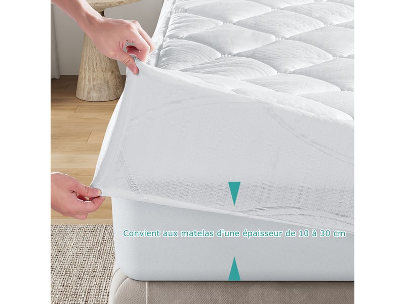 Surmatelas Bambou Niagara 140x190 Cm – Rafraîchissant, Respirant & Ultra-Doux, Poches Profondes 20-50 Cm, Gris Foncé