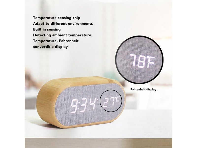 Réveil Numérique En Bois Avec Grand écran - Horloge De Chevet Avec Contrôle Du Son Et Alarmes Multiples