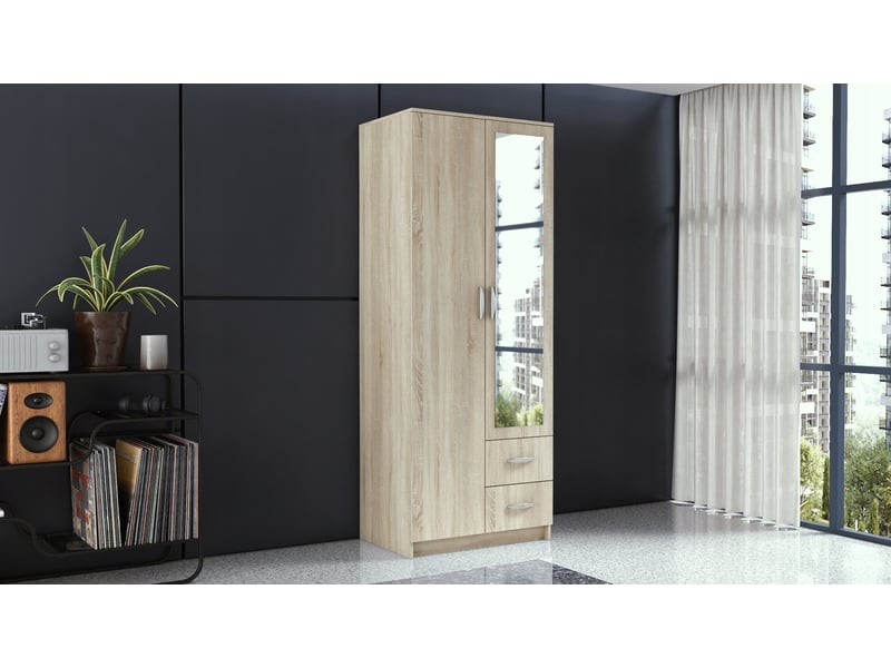 Armoire Penderie Mobile Chêne Sonoma 80x40x110 Cm - Avec Roulettes, 3 étagères Latérales - Pour Chambre, Salon, Rangement Vêtements, Facile à Monter - 3