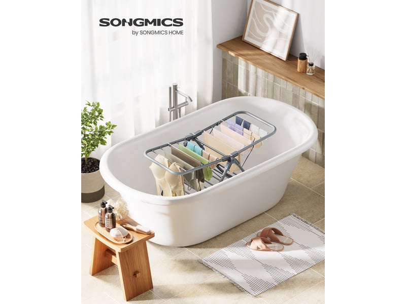 AufuN Séchoir à Linge Pliable Aluminium Grande Capacité - Intérieur Extérieur Balcon Buanderie - Blanc