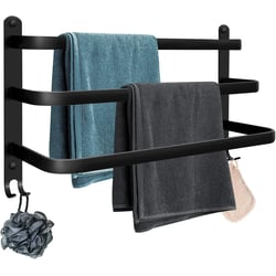 MONSTE Porte-Serviettes Double Barre - Acier Inoxydable Noir Mat - 40cm