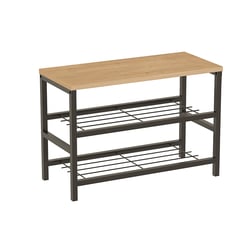 VASAGLE Banc à Chaussures 80x30x44.5cm - 2 Niveaux Maille Style Industriel Marron Rustique Et Noir
