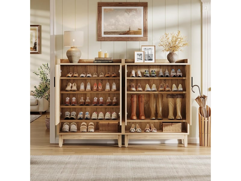 Armoire à Chaussures 7 Niveaux Tribesigns - 75x37x110 Cm - Bois Noyer - Range Jusqu'à 25 Paires - 6