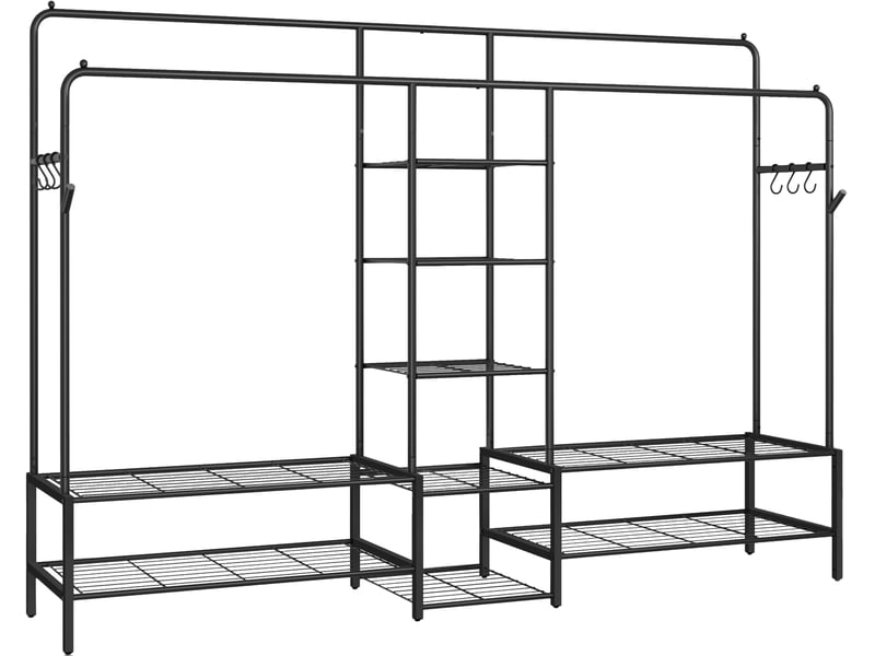 SONGMICS Portant à Vêtements Armoire Penderie Ouverte 9 Étagères - Métal Robuste, Charge 246kg, Noir HSR183B01