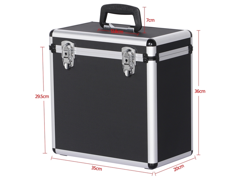 OUUTMEE Mallette De Rangement Disques Vinyles 50 LP - Étui Rigide Aluminium Noir