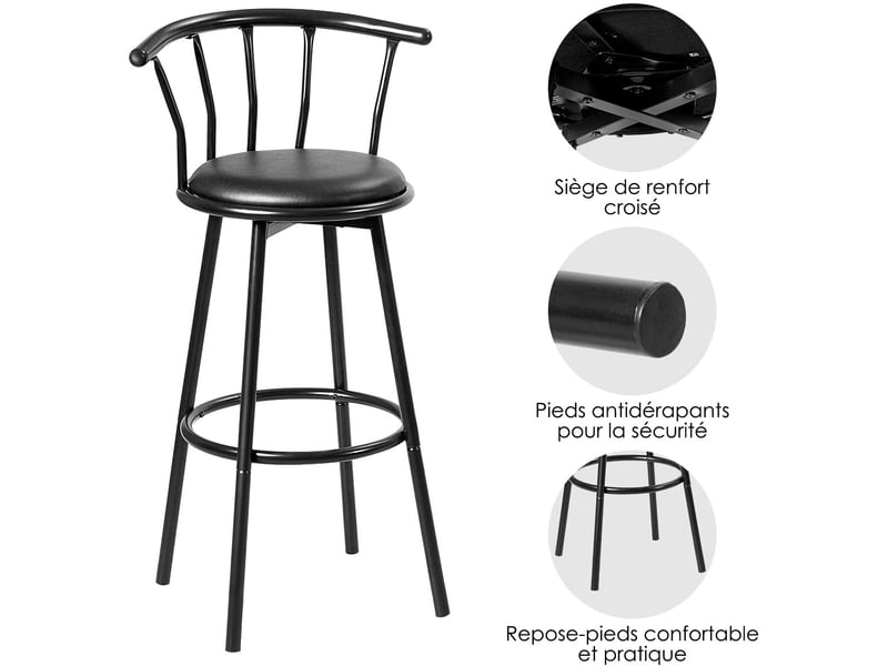 Tabouret de cuisine et bar pivotant rembourré similicuir réglable boca - noir Tabouret de cuisine et bar pivotant rembourré similicuir réglable boca - noir