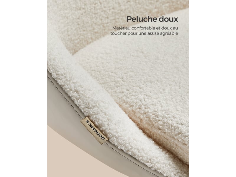 Chaise De Bureau Pivotante SONGMICS - Fauteuil En Peluche Et PU, Siège Confortable, Réglable En Hauteur - Beige Et Blanc