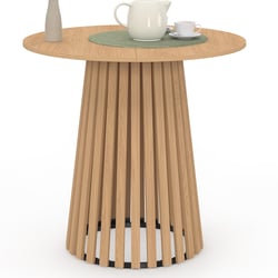 KAYELLES Table Bistrot SILA 60x60 Cm Hauteur 75 Cm - Plateau Blanc & Bois - Idéal 1 à 2 Personnes