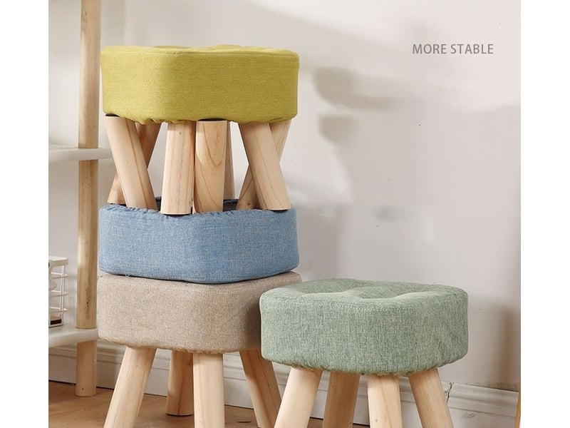Tabouret Pouf Pivotant 3 Couches – Tissu Bouclé Couleur Avoine – 44x44x44 Cm – Supporte 120 Kg – Pour Salon, Chambre, Entrée