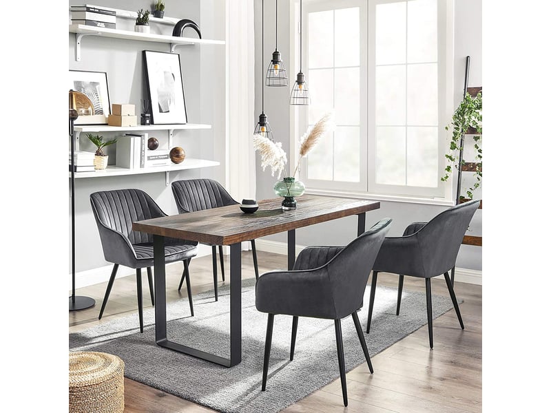 Chaise De Salle à Manger Anthracite Avec Accoudoirs Et Dossier Rembourré - Design Moderne Et Confortable