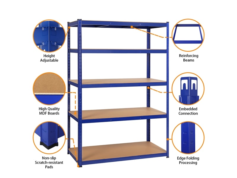 Yaheetech 2 x Etagères de Garage Charge Lourde 180 x 120 x 60 cm Rayonnage/ Etagère de Rangement pour Atelier/Salon/Entrepôt Métal Galvanisé Réglable Résistant 875 kg Noir