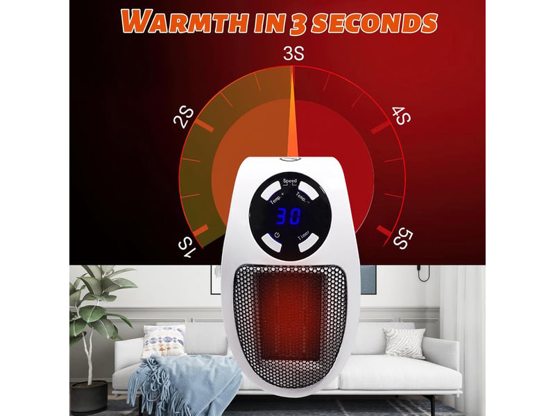 Radiateur électrique, 800 W, avec cycle de chauffage à 360°, protection