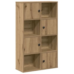 Alice's Home Bibliothèque Camargue 3 Niveaux Avec 2 Portes - Bois Et Cannage - 80x30x140 Cm