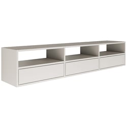 Meuble TV Suspendu Selsey - 200cm X 30cm - Style Marbre Blanc Et Or - Moderne Et Fonctionnel
