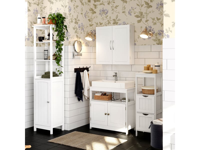 Armoire Murale Salle De Bain VASAGLE 56,5x58,5cm - 2 Portes Miroir Et Rangement Modulable Blanc