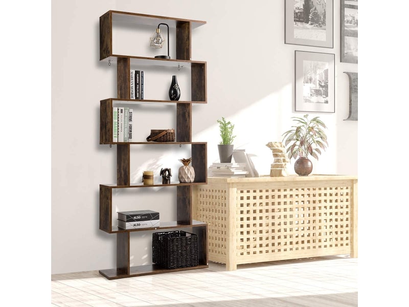 Étagère COSTWAY En Forme De S - 5 Niveaux Ouverts - Rangement Salon/Bureau - Design Moderne Et Pratique