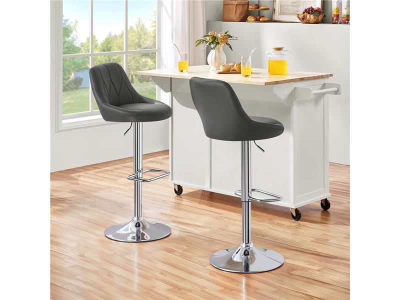 Yaheetech - Lot de 2 tabourets de bar réglables en hauteur - Similicuir