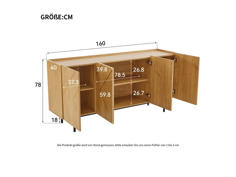 Armoire De Cuisine Haute PREMTURE 160x190cm - Buffet Vintage Avec 4 Portes Vitrées Et 4 Tiroirs - Rangement Maxi Style Rétro