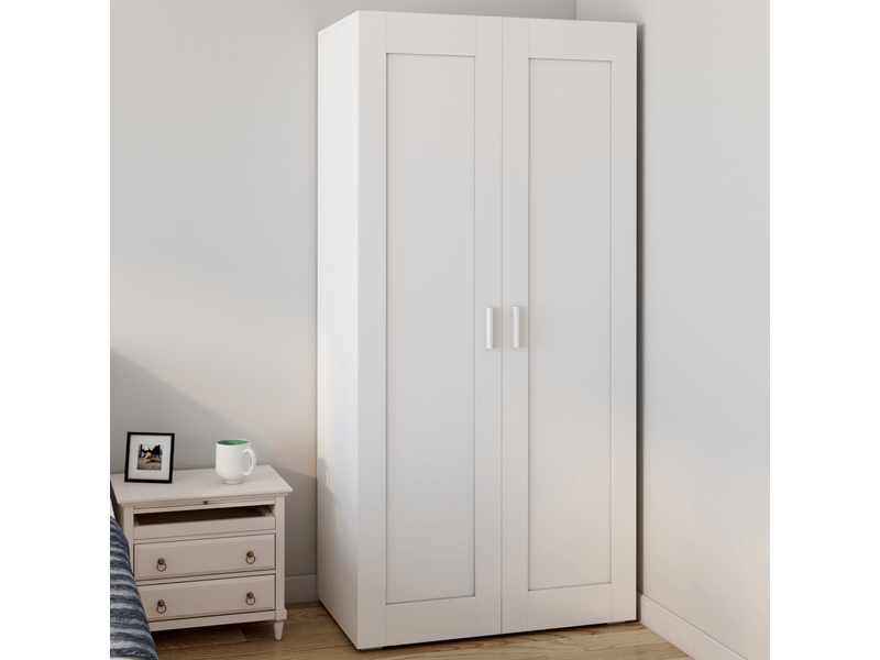 IDMARKET Armoire 3 portes VITO blanc penderie 120 cm avec miroir et