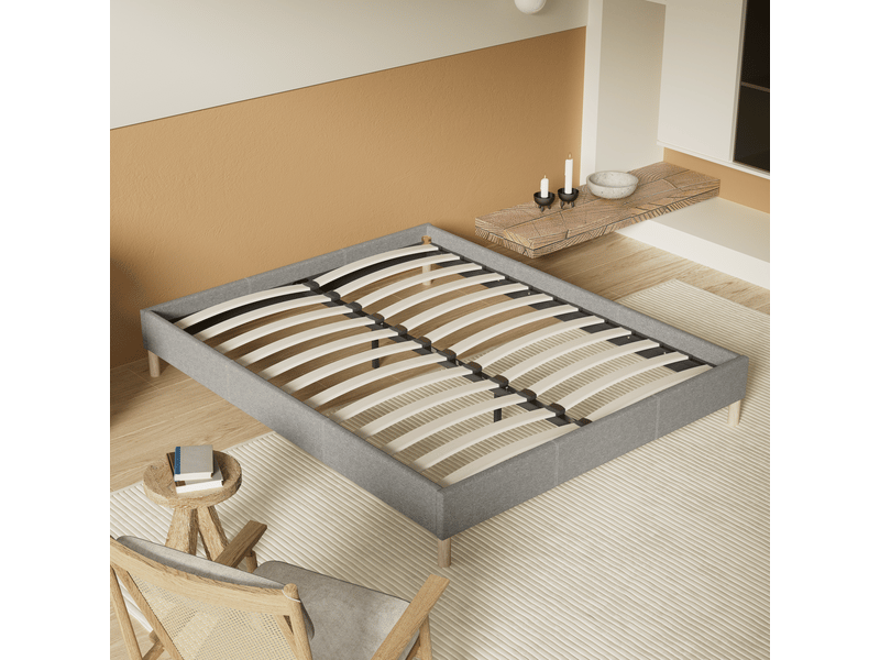 Jupe De Lit EasyCosy ATENEA Pour Lit 180 Cm - Cache-Sommier Gris Beige 180x190/200 Cm