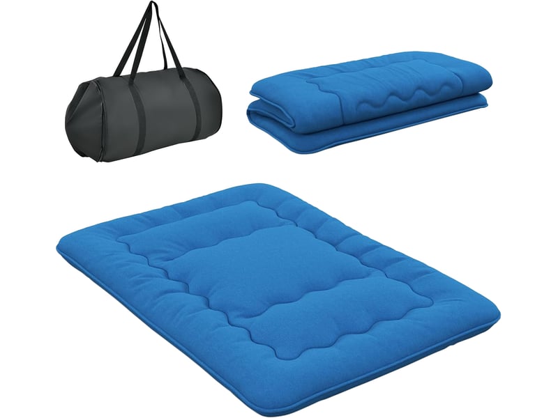 Tapis De Sol Pliable Type Futon Japonais - Matelas Tatami Portable 180x200cm, Bleu - Pour Camping, Salon, Chambre D'appoint