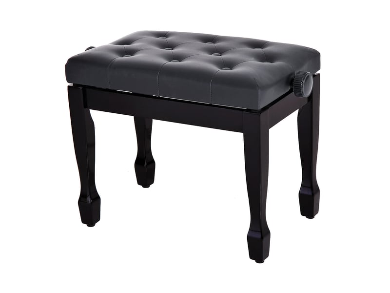 HOMCOM Banquette Piano Tabouret Siège Hauteur Réglable Noir - Bois Massif Et Revêtement Synthétique