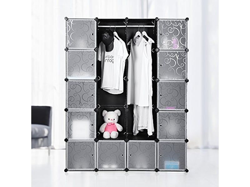 Armoire De Rangement SONGMICS XXL - 143x36x178cm, Plastique, Noir, Modulable