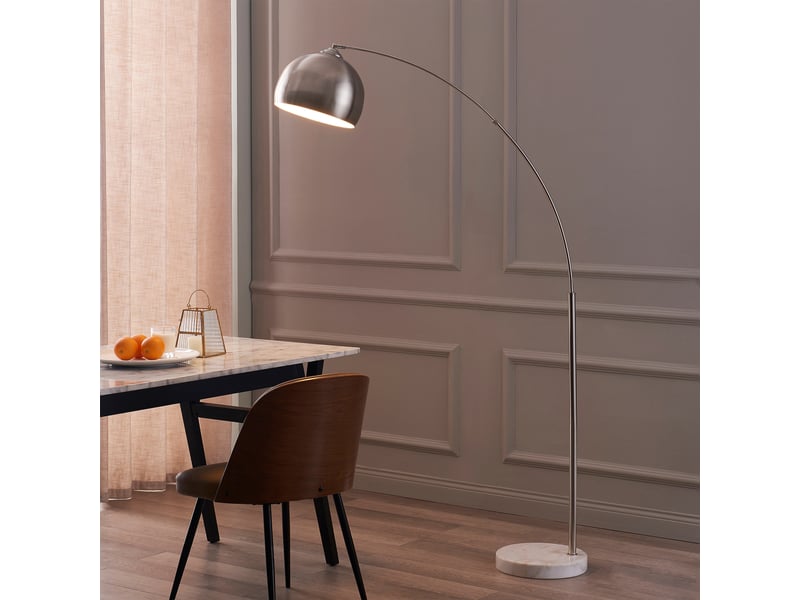 OUTON Lampadaire Arc Moderne Avec Télécommande - Lampe Sur Pied Salon Beige 40cm, Dimmable 3 Températures LED E27, Parfait Pour Chambre Et Bureau