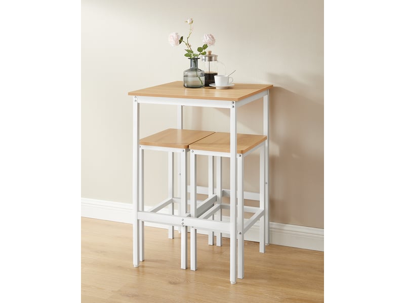 Ensemble Table De Bar Avec 2 Chaises - Table Manger 3 Étagères - Métal Noir - Pour Cuisine Et Petit Espace