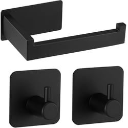 Porte-serviettes Double Sans Perçage Ribelli - Acier Inox 304, Autocollant, 390mm, Pour Salle De Bain Et Cuisine