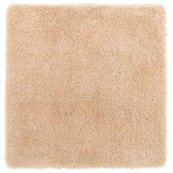 Tapis En Fausse Fourrure De Lapin Crème 120x120 Cm - Doudou Et Décoratif Pour Salon Ou Chambre