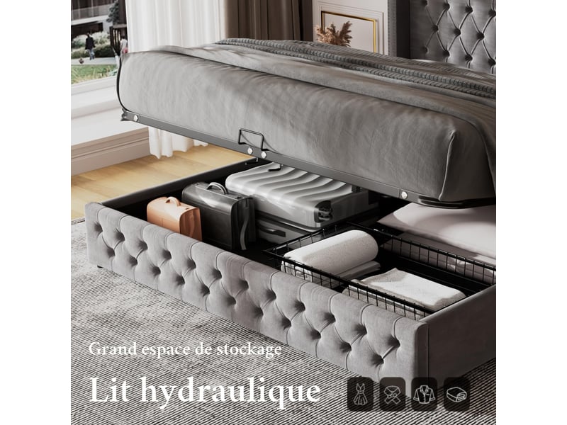 lit double rembourre avec rangement hydraulique 140x200cm lit double rembourre avec rangement hydraulique 140x200cm