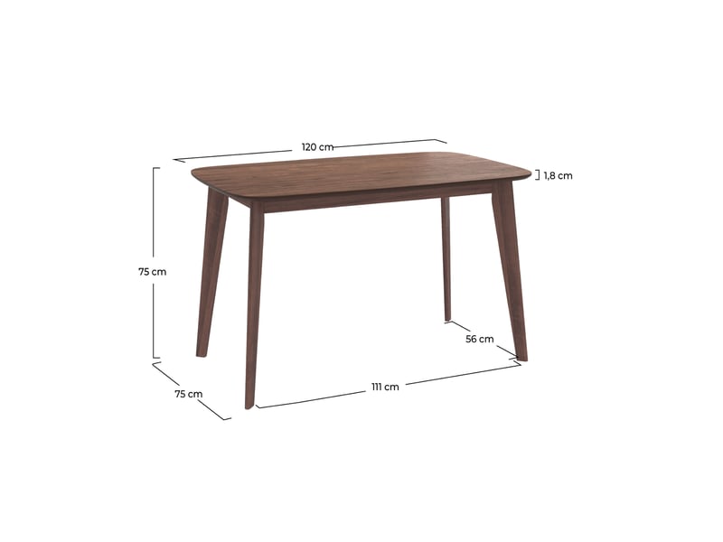 Jahof Table à Manger Rectangulaire 4 Personnes - Bois Pin Massif 120x70x75cm Avec Cadre Acier Brun Foncé