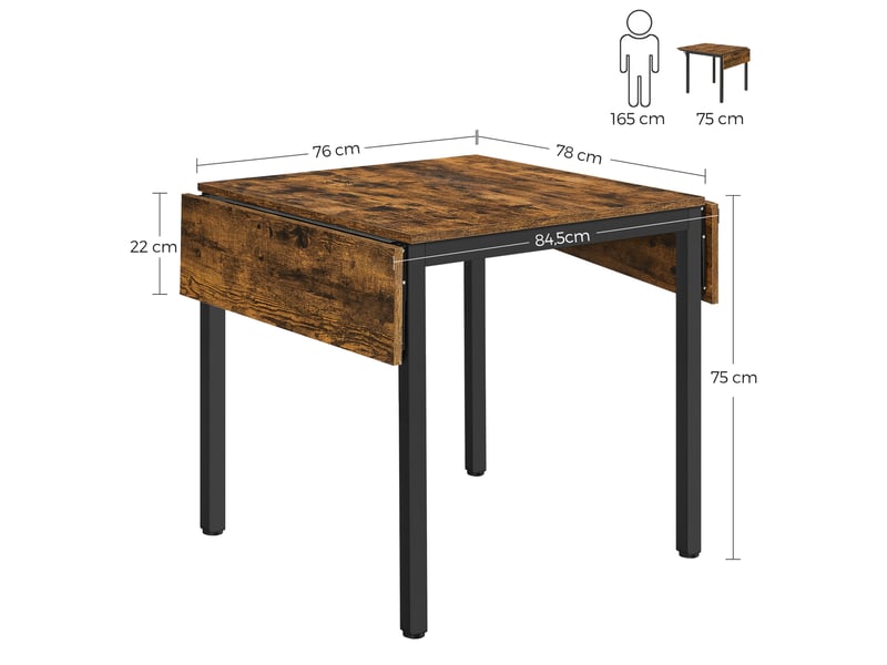 VASAGLE Table De Bar Cuisine 70x110x77cm Pour 4 Personnes - Style Industriel Marron Rustique Et Noir