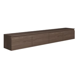 Meuble TV Selsey Hugo 140cm - Banc TV Noyer Caravaggio/Noir Brillant - Support TV 55" - Avec LED